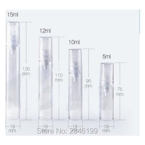15ML Airless Tube, Transparent And White Duckbilled Pump Head Cosmetic Lotion Sample Packing Bottle, 50pcs/lot