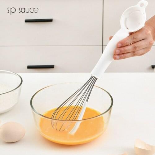 Japan 3 In 1 Egg Separator Stainless Steel Egg Whisk Kitchen Wire Balloon Whisk Milk Egg Beater Egg Mixing Mixer Tools