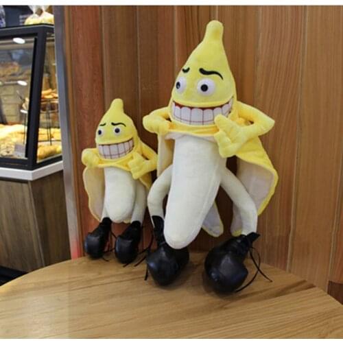 40cm and 80cm Funny novelty evil banana man stuffed plush toy cute soft fruit banana doll model wedding valentine day kids gift