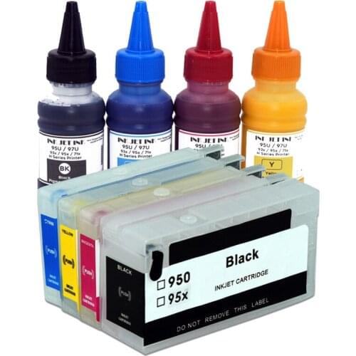 950 Refillable ink cartridge with 4pc 100ml/pc pigment ink for HP Officejet Pro 8600 8610 8615 8620 8630 8625 8660 8680 Printer