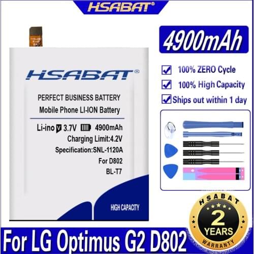 HSABAT 4900mAh BL-T7 Battery for LG Optimus G2 D802 D803 4G LTE D800 D801 LS980 Battery
