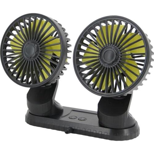 Car Dual Head Fan Portable Electric Fan Vehicle Mounted USB Fan Auto Cooling Fan 3 Speed Levles For Dashboard SUV RV Truck Home