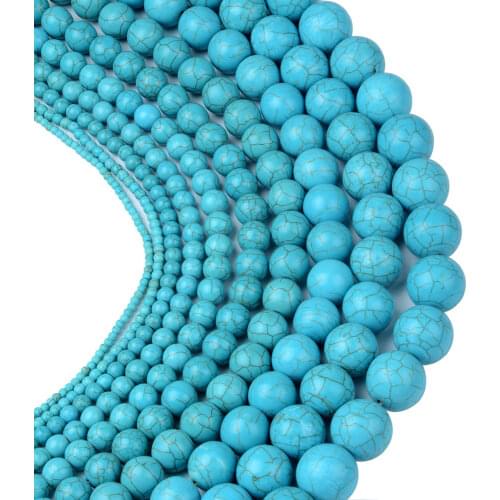 Synthetic Round White Green Turquoises Stone Beads for Bracelet and Necklace Jewelry Making 4mm-20mm