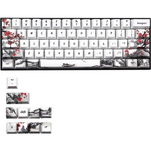 71 Keys Wangjiang Plum Blossom Keycap Dye Sublimation OEM Mechanical Keyboard Keycap For GH60 XD64 DZ60 GK61 GK64
