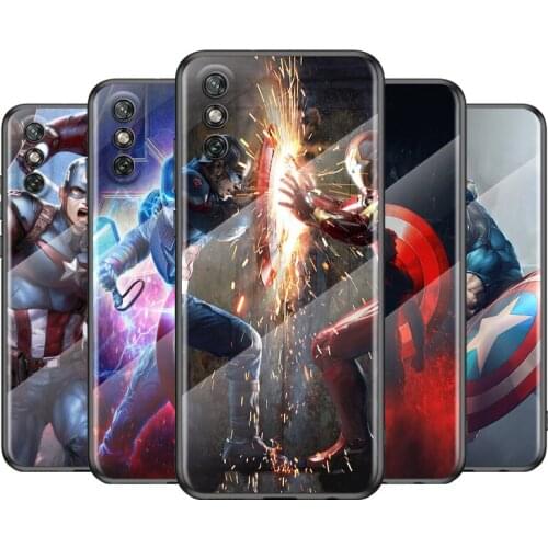 Marvel Captain America For Huawei Y6 Y7 Y9 Y5P Y6P Y8S Y8P Y9A P Smart Z 2019 2020 2021Tempered Glass Cover Phone Case