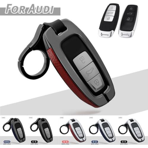 Zinc Alloy Leather Car Key Case Cover for Audi A3 A4 B9 A6 C8 A7 S7 4K A8 D5 S8 Q7 Q8 SQ8 E-tron 2018 2019 2020 2021 Accessories