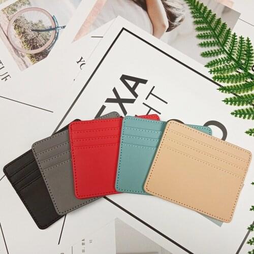 1PC PU Leather 4 Slots Card Case Business Thin Card Holder Men Women Credit Passport Card Bag ID Passport Card Wallets