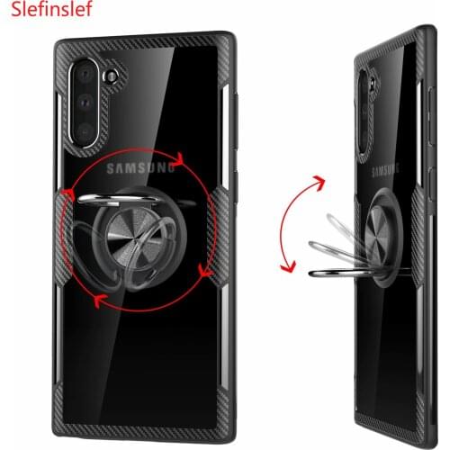 For Samsung Galaxy Note 10 Case With Ring Stand Magnet Transparent Protect Cover case for samsung note 10+ note 10pro shell