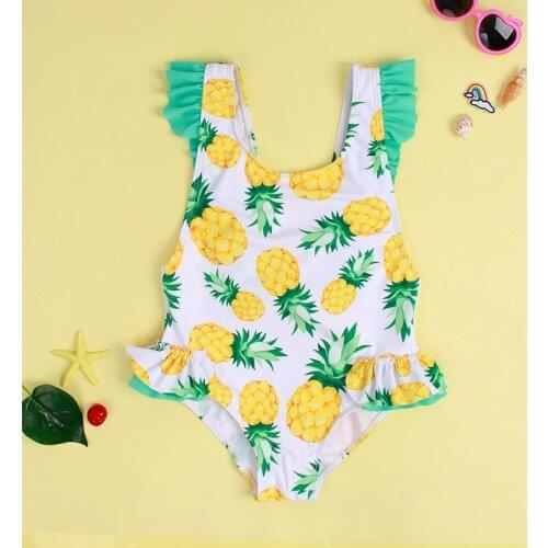 2021 Child Sweet Pineapple Swimwear One Pieces Kid Baby Girl Swimsuit Ruffle Bathing Suit Maillot De Bain Children Print Bikinis