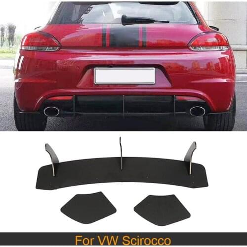 Matte Black Car Rear Bumper Diffuser Splitters for VW Scirocco 2015 2016 Rear Diffuser Lip with Splitters Non R