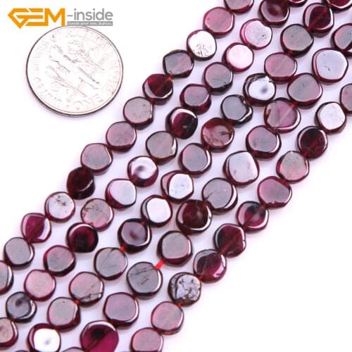 Gem-inside 6mm Natural Red Coin Red Garnet Stone Beads For Jewelry Making Necklace Bracelets For Women Gift DIY Beads