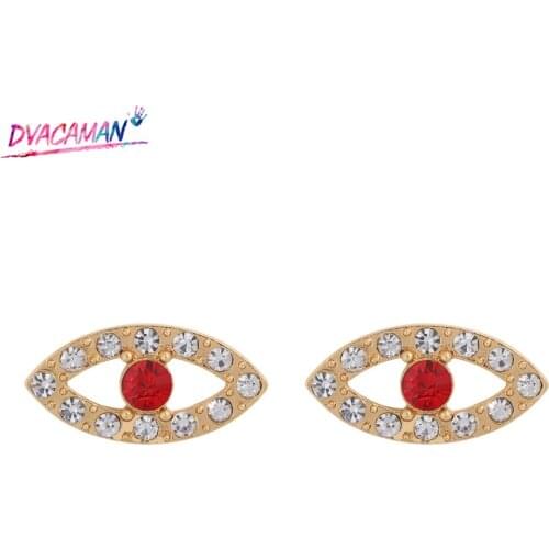 Dvacaman Cute Hollow Evil Eye Stud Earrings for Women 2020 Trend Jewelry Rhinestone Crystal Earring Luxury Accessories Wholesale