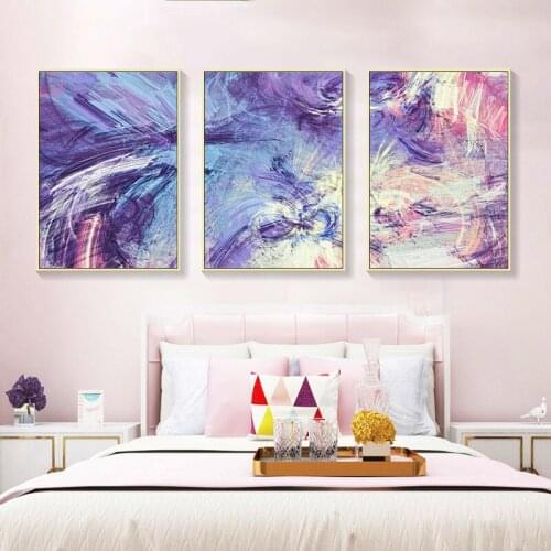 Purple And Blue Abstract Modern Line Canvas Painting Wall Art Picture Poster And Print Home Decoration For Living Room No Frame