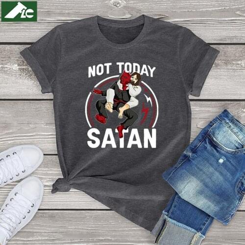 Jiu Jitsu Shirt Jesus Not Today Satan Funny graphic tee 100 cotton womens t-Shirts white unisex vintage clothes summer 2021 tops
