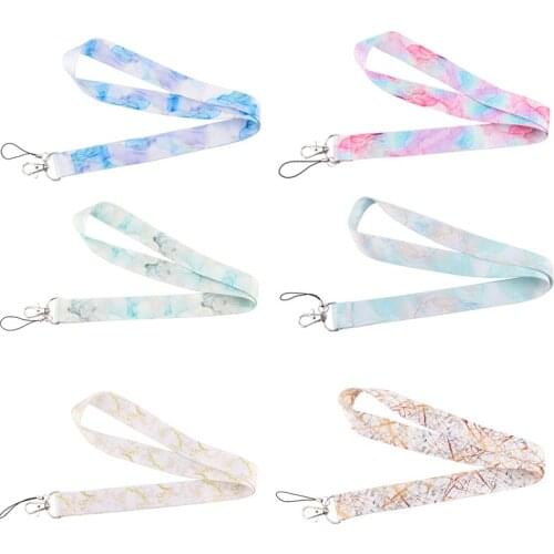 G2049 Watercolor Marble texture Mobile Phone Lanyard For Key Card Badge Holder DIY Strap Neck Lanyard ID Badge Holder