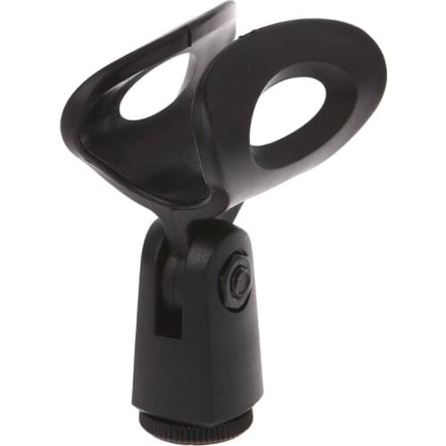 Flexible Black rubber Microphone Plastic Clamp Clip Mic Stand Holder Mount Accessory