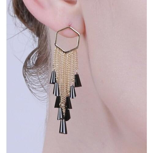 KIVN Fashion Jewelry Luxury Gold Tassel chain Dangle Drop Earring for Womens Wedding Bridal Gifts