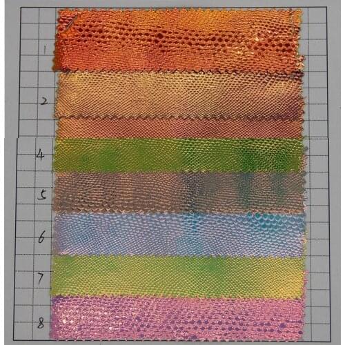 Laser snake grain leather decorated leather change color chameleon synthetic PU leather Holographic fabric material