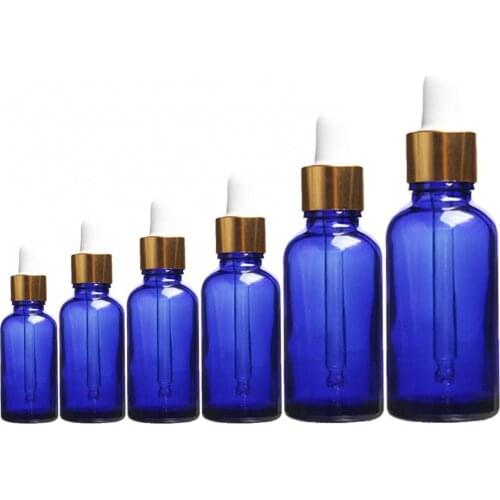 50% Hot Sale Refillable Bottles Blue Essential Oil Liquid Container Leakproof Glass Dropper Bottle Instrument