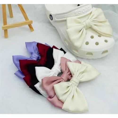 Cute Croc Charms Bow Hole Shoes Charms Designer DIY Shoe Decoration Buckle Accessories Beautiful Attractive Designer for Girls