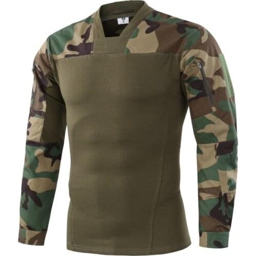 Men T-Shirt Top Tactical Shirt CS Shooting Camouflage Outdoor Hunting Training Paintball Army Combat Long Sleeve Fishing Clothes
