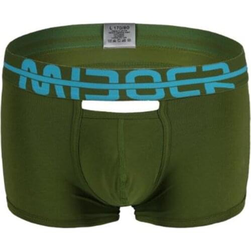 Mens Cotton Boxers Shorts Open Crotch Gay Underwear Cock Pouch Panties Trunks Male Breathable Underpant Exotic Lingerie