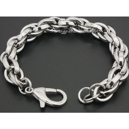 11 Lengths Silver Colour 316L Stainless Steel Mens Biker Rocker Punk Bracelet 5N008 Free Shipping