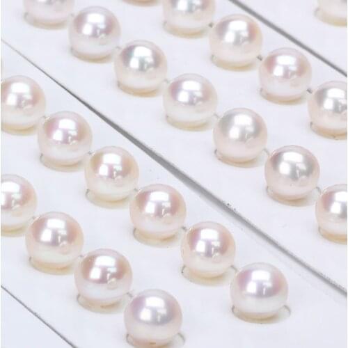 AAA quality Cultured pearl 8mm natural freshwater pearl for jewelry white pink purple half hole no hole full hole round pearls