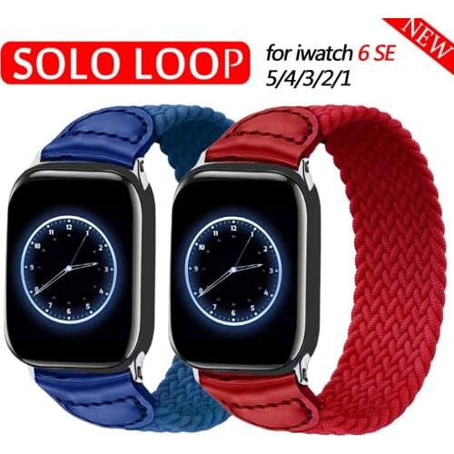 Nylon Leather Elastic Watch Strap for Apple Watch Band 42mm 44mm iwatch Series 6 SE 5 4 3 40mm 38mm Solo Loop Braided Bracelet