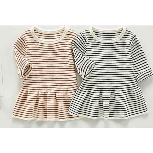 Baby Autumn Winter Clothes Baby Girl Sweater Dress Girls Knit Dress Striped Infant Sweater Cotton Knit Baby Girl Dresses