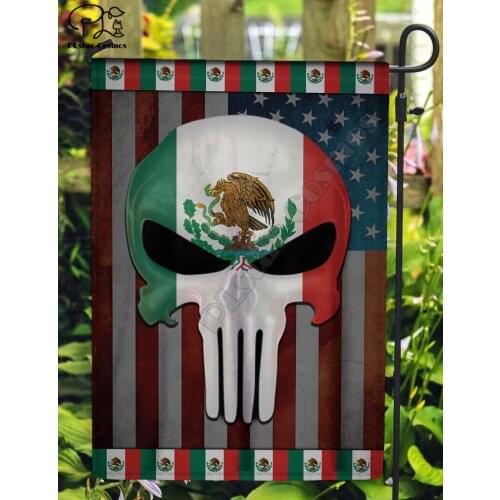 Skull element pattern house flag & garden flag White Plain Thermal Transfer Garden Flags Hanging House Decoration style-1