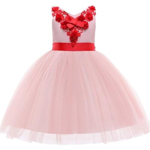 2020 new girl princess dress girl flower bow performance dress fluffy dress summer holiday sleeveless dress girl clothes