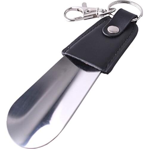 Spoon Sturdy Seniors Leather Stainless Steel Portable Slip Mini Key Ring Shoe Horn