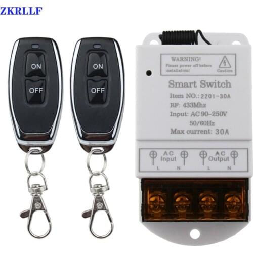 433MHZ Wireless Remote Switch AC 110V/120V/240V/ 30A 1CH Relay RF Remote Control Light Switches for Pump Security Systems
