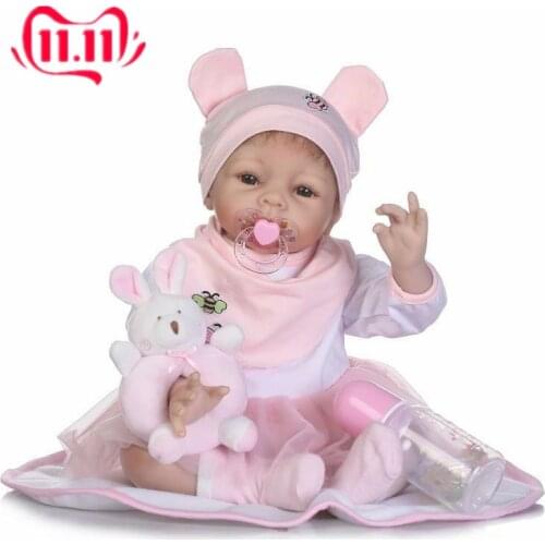 Reborn Twins Baby Dolls 2 PCS 22'' Boy+Girl Soft Silicone Bebe Newborn Toys Gift Girl Toys For Kids Baby Doll Toy