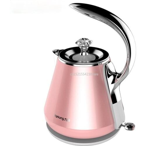 Pink Electric Kettle Water Kettle Food Grade Stainless Steel Water Bottle Filter Spout with Crystal Accessories 1500W 1.2L