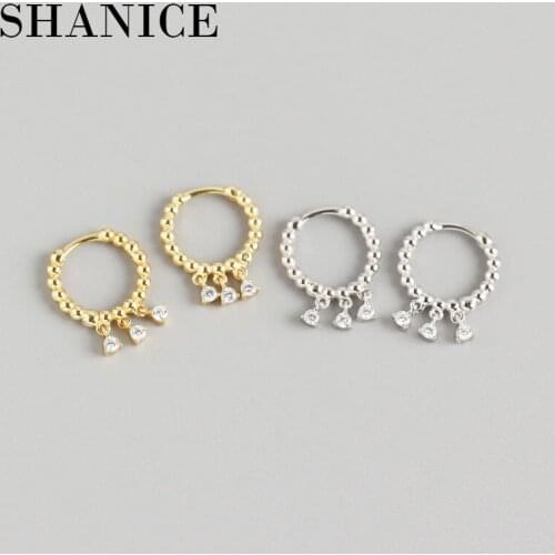 SHANICE 925 Sterling Silver 3 Crystals CZ Hoop Earrings for Women Simple Luxury Circle Zircon Earring Gold Silver Fashion Jewelr