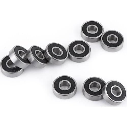 10PCS 608-2RS Ball Bearing Dual Sided Black Rubber Sealed Deep Groove Rubber Cover Rolling Miniature Deep Groove Ball Bearing