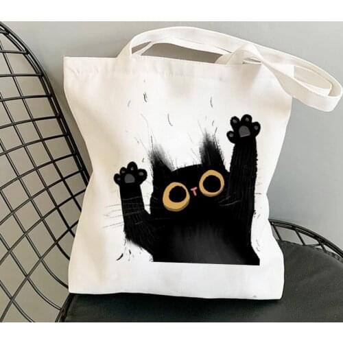 Korean Cats Cute Print New Harajuku Bag Large-capacity Canvas Vintage Cartoon Ulzzang Ins Sweet College Chic Shoulder Bags