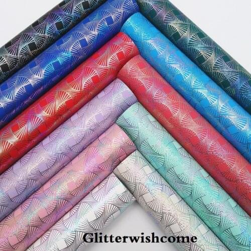Glitterwishcome 21X29CM A4 Size Vinyl For Bows Iridescent Bow Leather Fabirc Faux Leather Sheets for Bows, GM266A