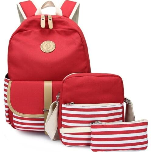 AUGUR 3pcs/set Canvas Printing Fringe Women Backpack Student school Bag with Purse Laptop Bagpack Lady School Bag Teenager Girls