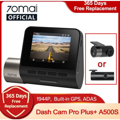 70mai Dash Cam Pro Plus A500S 1944P Speed and GPS Cam Car DVR A500 Night Vision Free Wifi Front & Rear Cam 70mai Pro Plus A500S