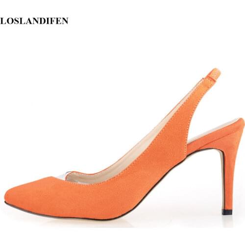 Back Elastic Band Summer Slingback Sandals Women Pointy Toe Transparent PVC Flock Shoes Shallow High Heels Sexy Party Dress Pump