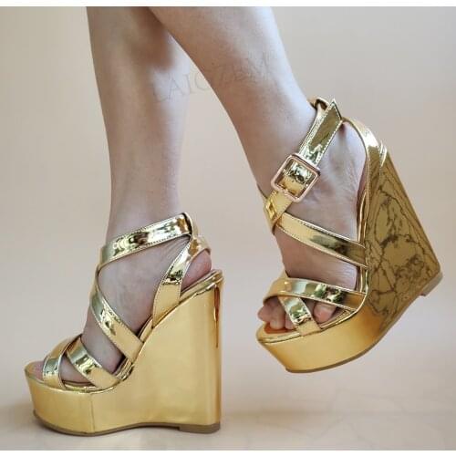 LAIGZEM Women Platform Wedges Sandals Summer Straps Ladies Female Handmade Shoes Woman Sandale Femme Large Size 41 44 47 50 52