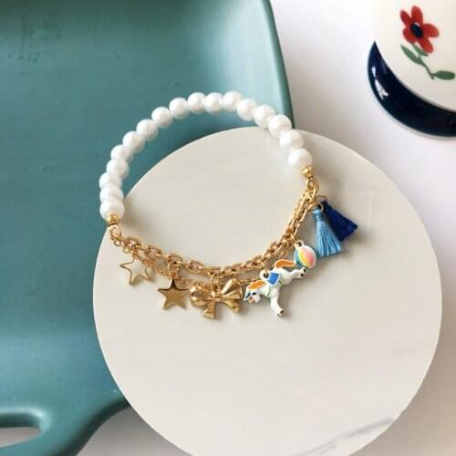 Bowknot Star Temperament Tassel Bracelet for Women Pearls Beautiful Fairy Bracelet Charms