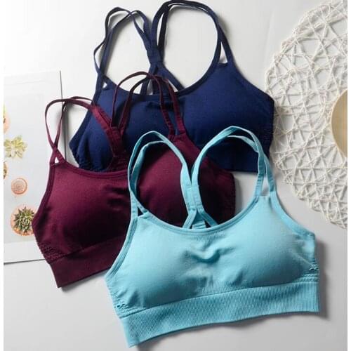 Women Seamless Sports Bra Running Back Cross Strappy Yoga Bra With Removable Pads Brassiere Sport Energy Fitness Tops Sportswear