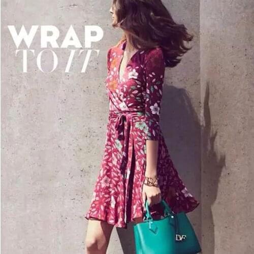 Vestidos 2017 Summer Women Ukraine 2018 Spring Europe V Collar Printing Three Quarter Sleeves Plus Size Wrapped Dress