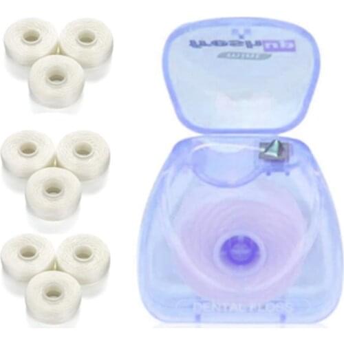 1 Box +10 Rolls 50m Dental Flosser Oral Hygiene Teeth Cleaning Wax Mint Flavored Dental Floss Spool Toothpick Teeth Flosser