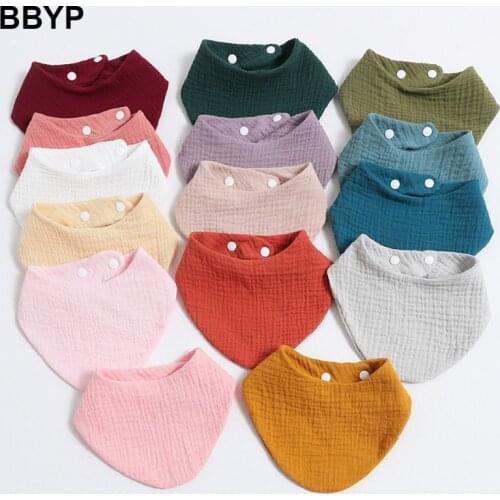 1Pcs Gauze Cotton Baby Bibs Adjustable Solid Color Newborns Feeding Saliva Towel Absorbent Infant Burp Cloth Triangle Towel