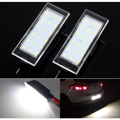 2Pcs LED Number License Plate Light Canbus For Renault Clio Laguna 2 Megane 3 Twingo Master Vel Satis Car Accessories white 12v